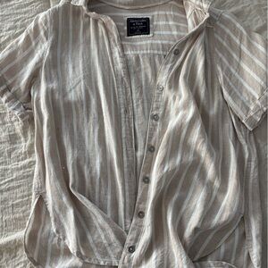 Abercrombie & Fitch Beige and White Striped Shirt
